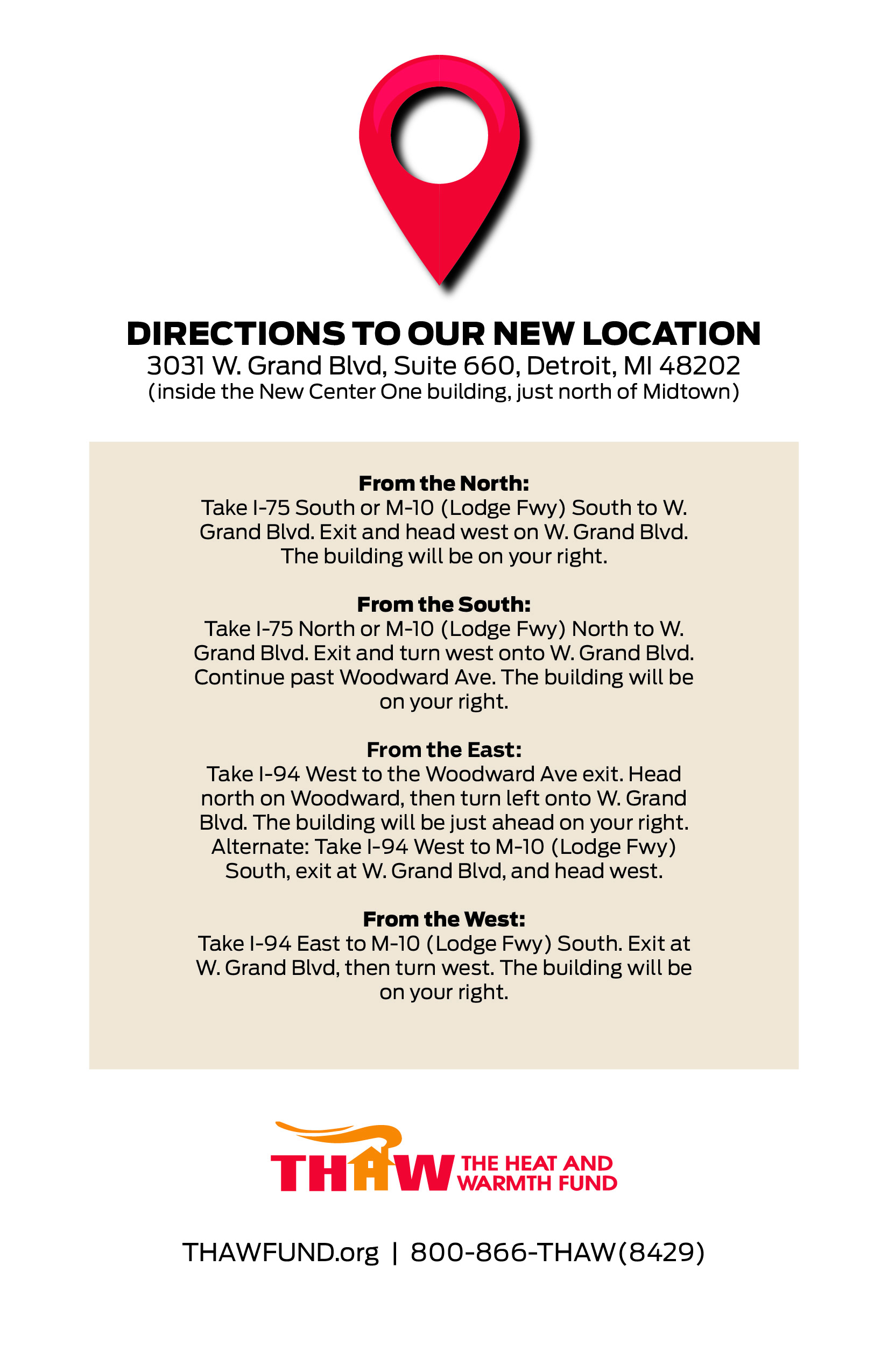 Driving direction to new location